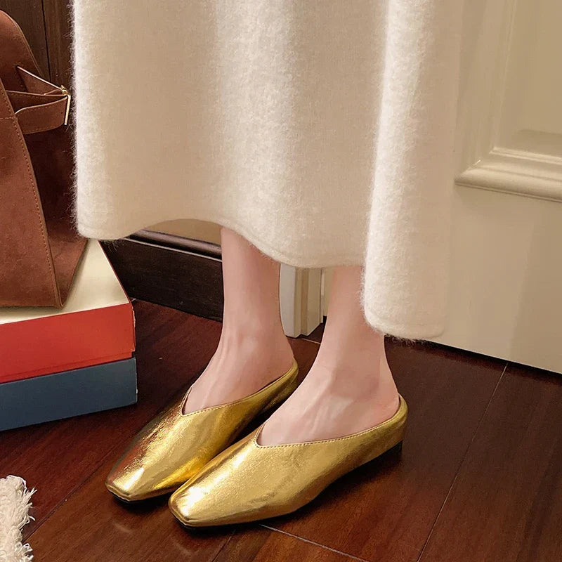 Missia | Metallic Leather Mules
