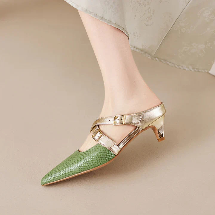 Patricia | Elegant Cross-Strap Mule Heels
