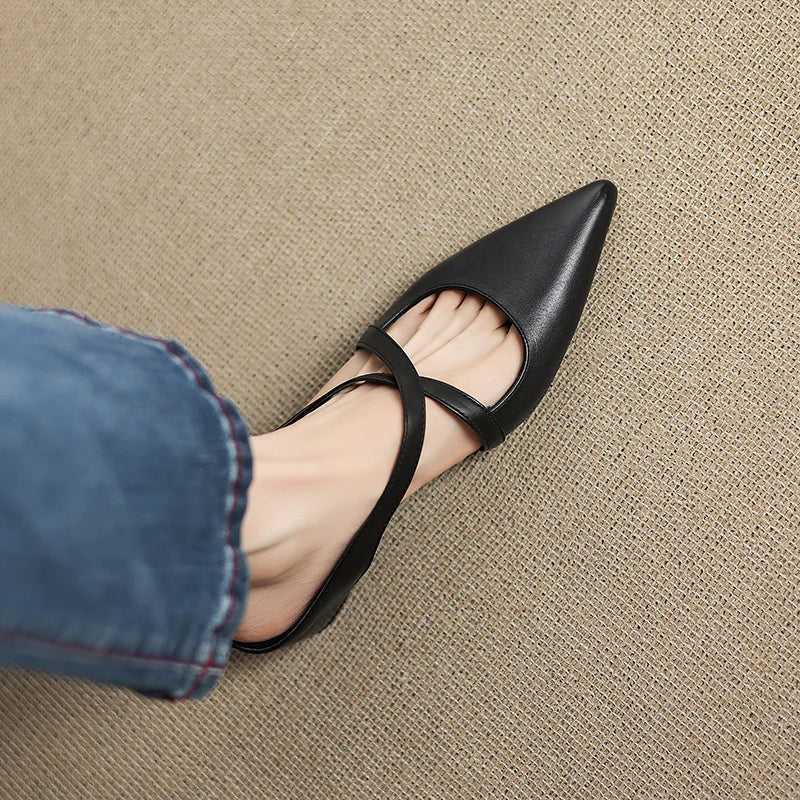 Geia | Cross-Strap Leather Mules