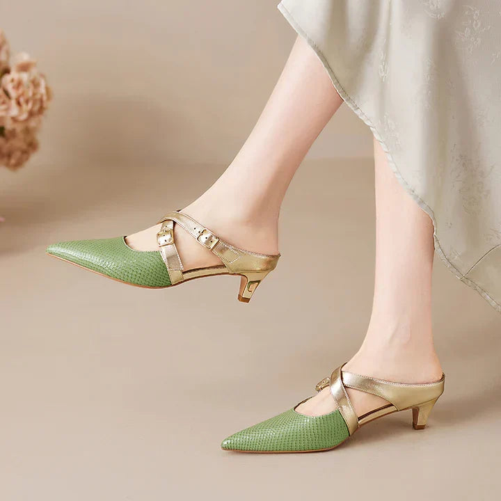 Patricia | Elegant Cross-Strap Mule Heels
