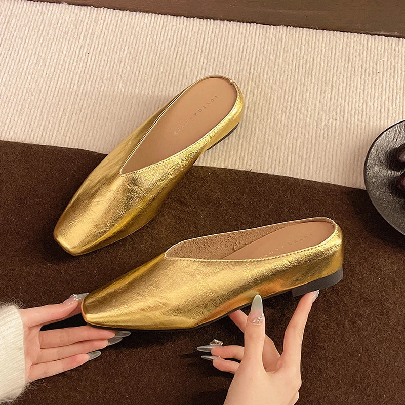 Missia | Metallic Leather Mules