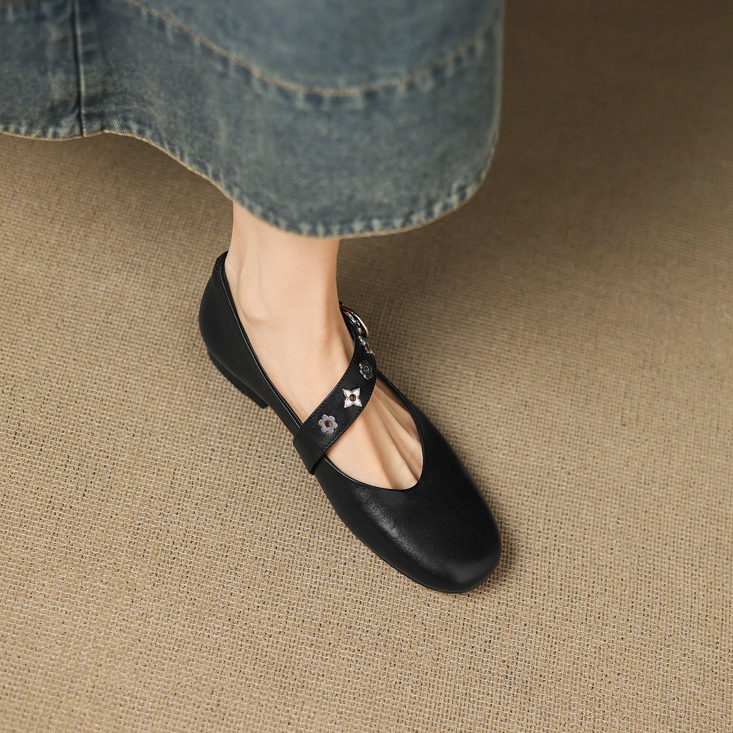 Ella | Studded Mary Jane Flats