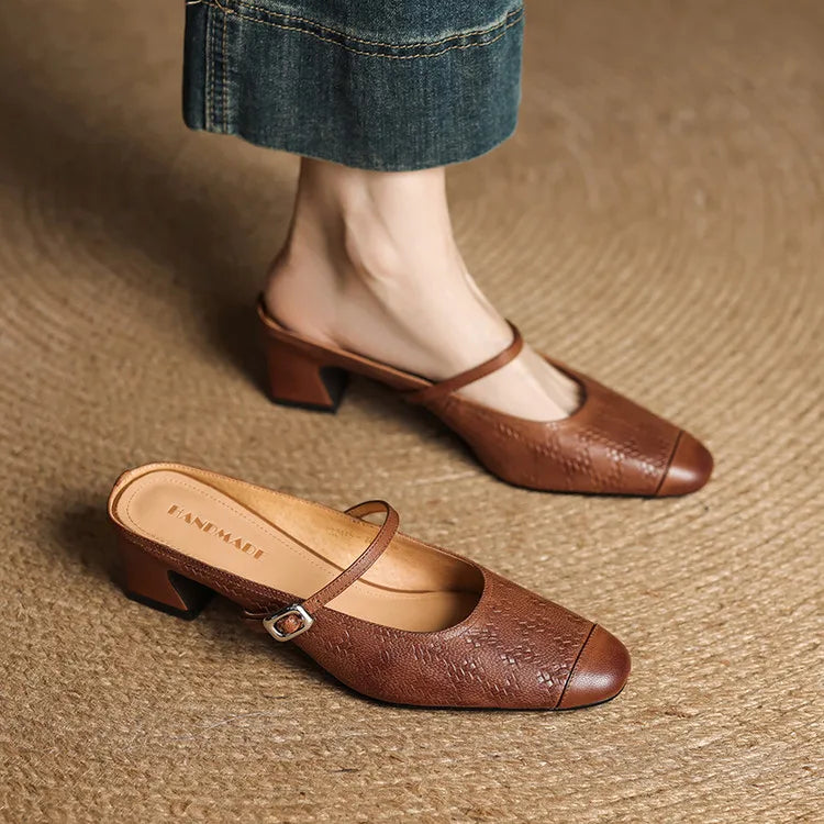 Iza | Classic Mary Jane Mule Heels