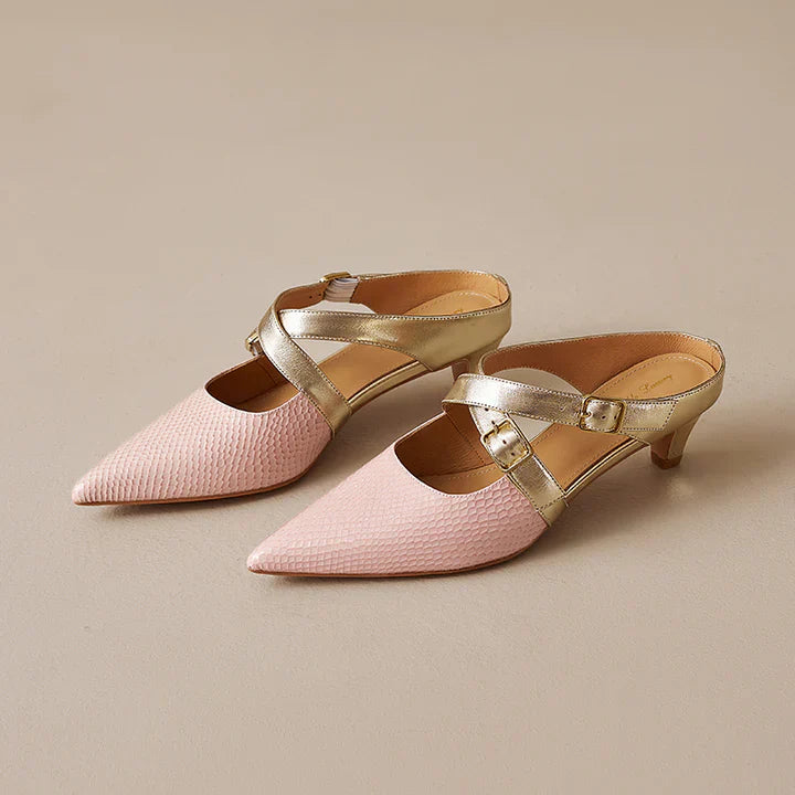 Patricia | Elegant Cross-Strap Mule Heels