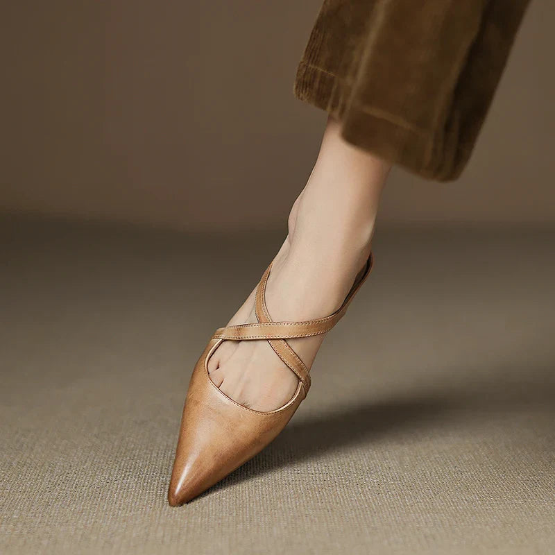 Geia | Cross-Strap Leather Mules
