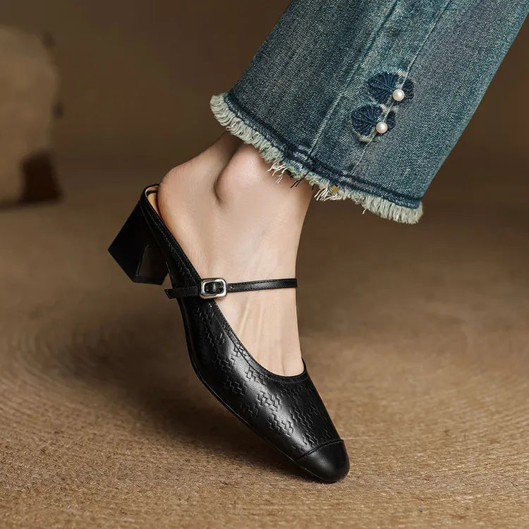 Iza | Classic Mary Jane Mule Heels