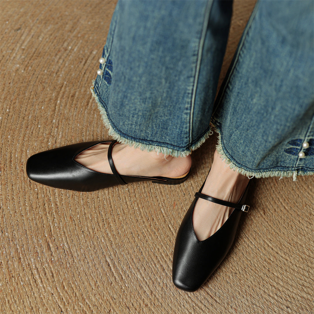 Hera | Square-Toe Mary Jane Mules