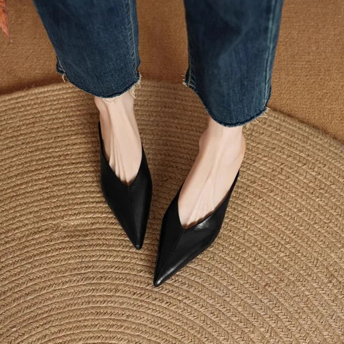 Sofieya | Pointed-Toe Leather Mules