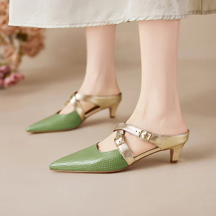 Patricia | Elegant Cross-Strap Mule Heels