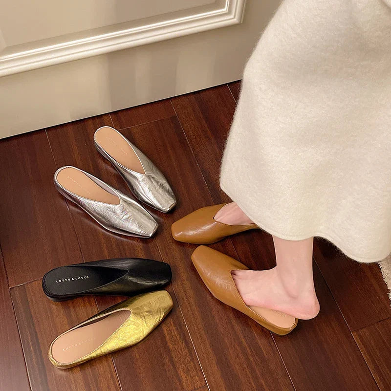 Missia | Metallic Leather Mules