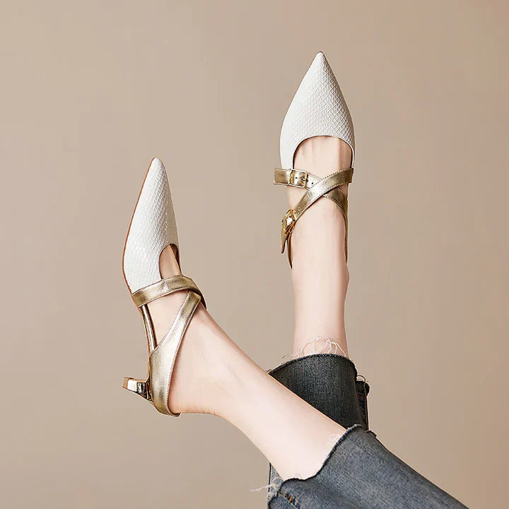Patricia | Elegant Cross-Strap Mule Heels