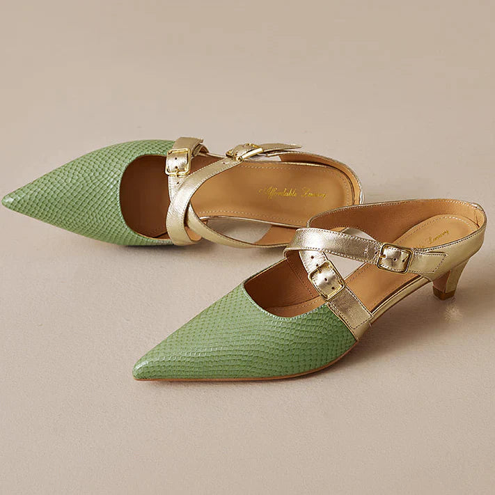 Patricia | Elegant Cross-Strap Mule Heels