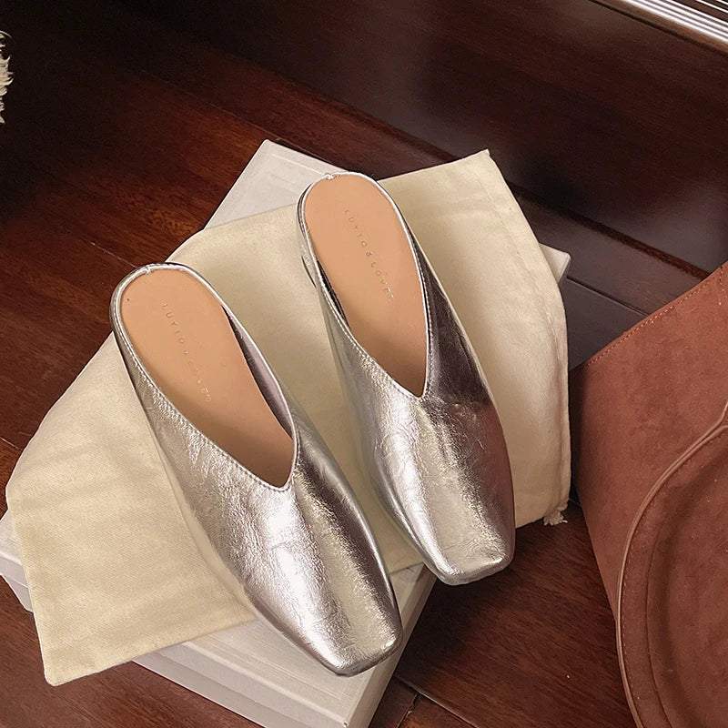 Missia | Metallic Leather Mules