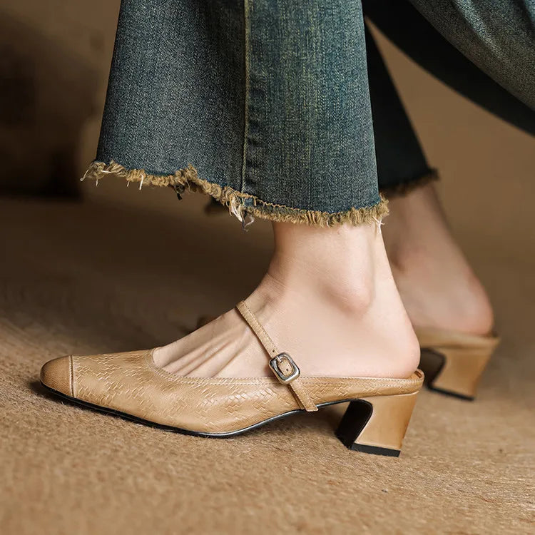 Iza | Classic Mary Jane Mule Heels