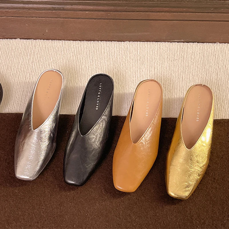 Missia | Metallic Leather Mules