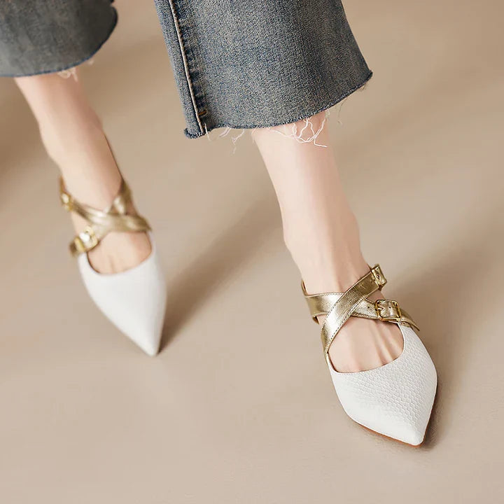 Patricia | Elegant Cross-Strap Mule Heels