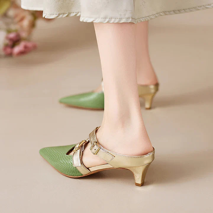 Patricia | Elegant Cross-Strap Mule Heels