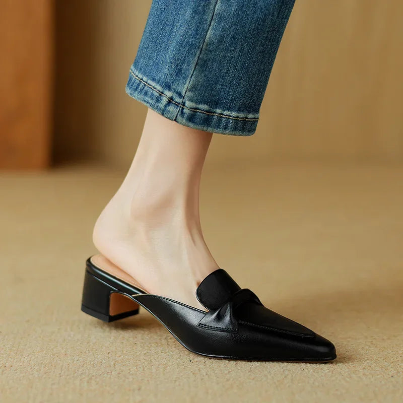 Yetti | Elegant Bow Mule Heels