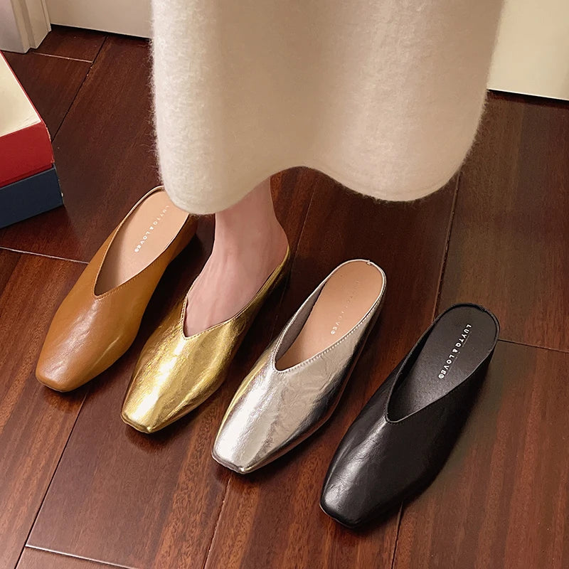 Missia | Metallic Leather Mules