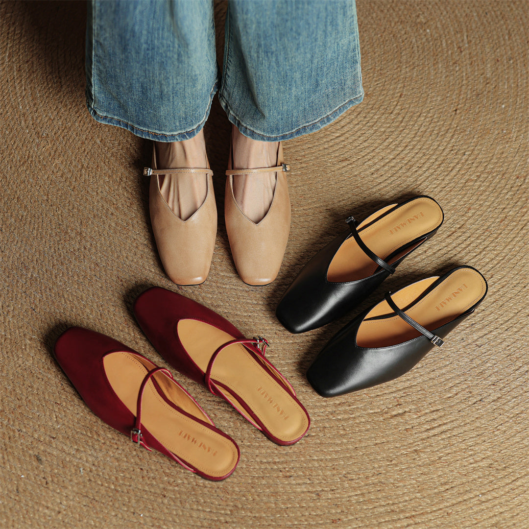 Hera | Square-Toe Mary Jane Mules