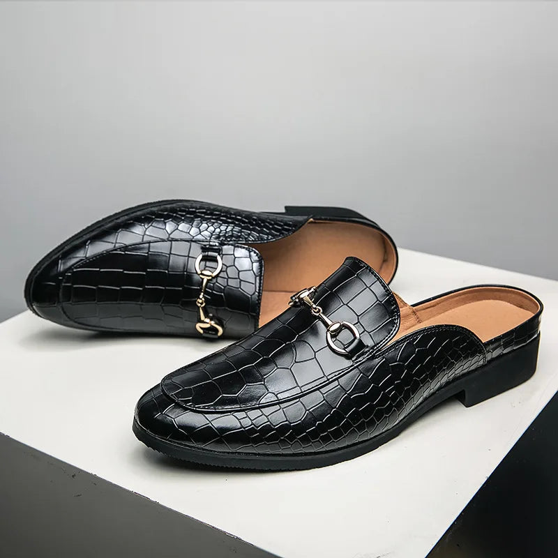 Kaye | Croc-Embossed Mule Loafers