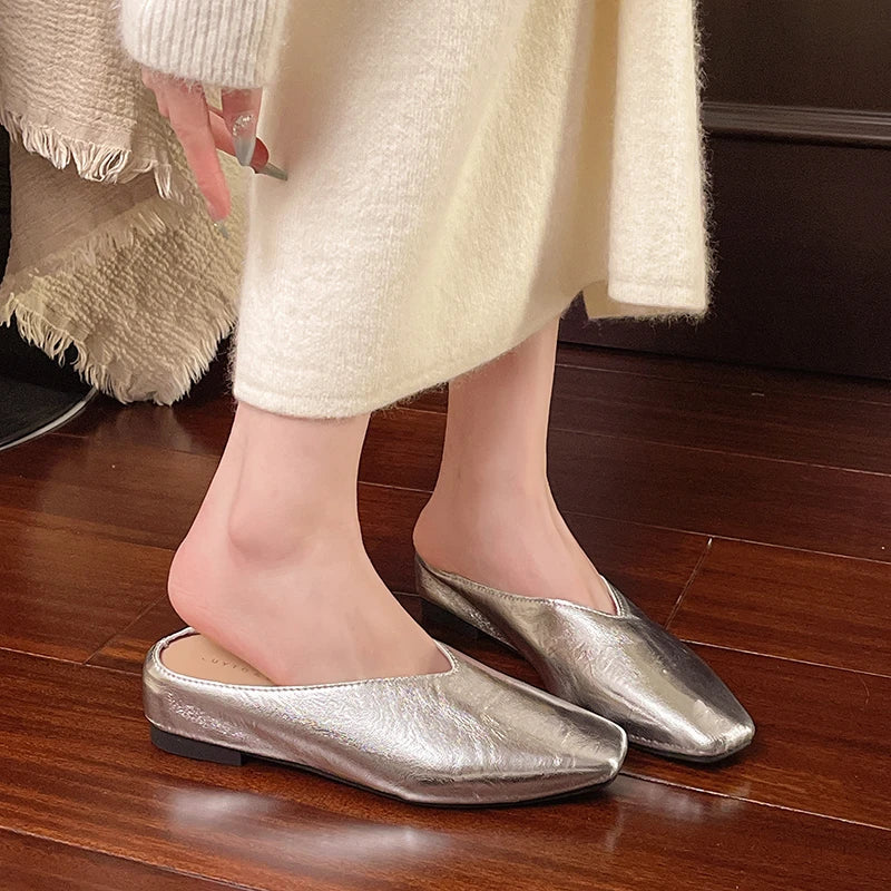 Missia | Metallic Leather Mules