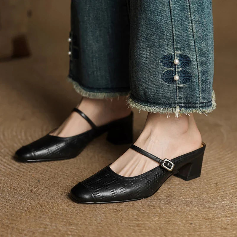 Iza | Classic Mary Jane Mule Heels