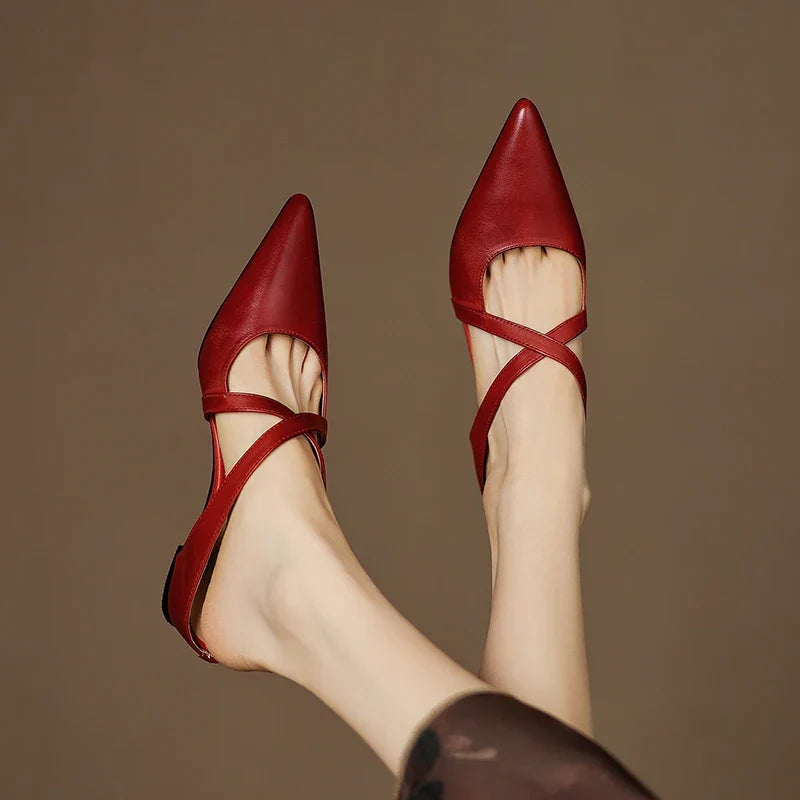 Geia | Cross-Strap Leather Mules