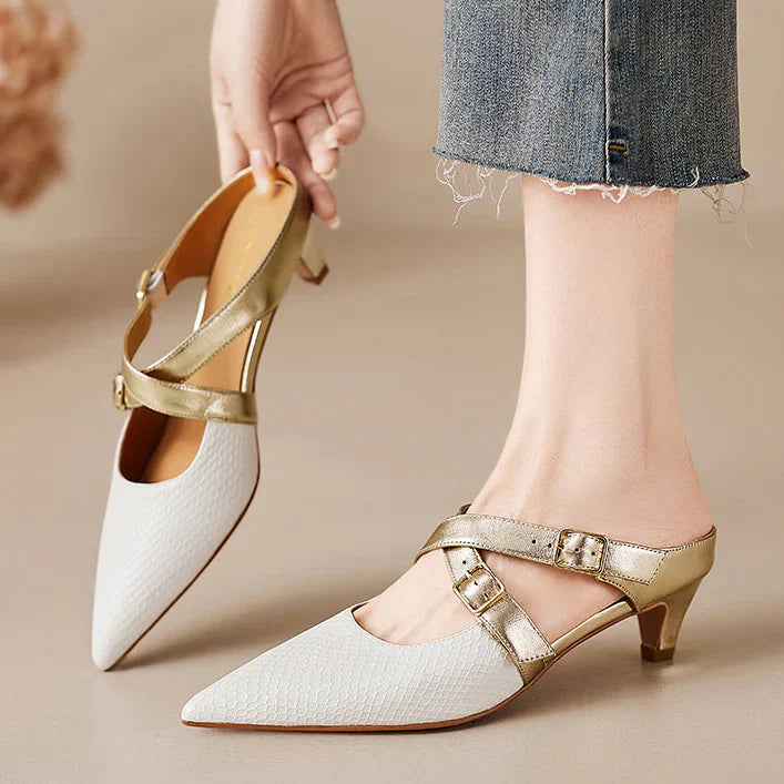 Patricia | Elegant Cross-Strap Mule Heels