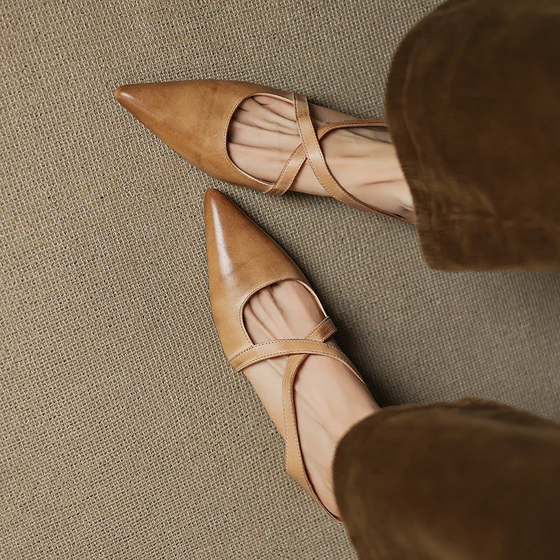 Geia | Cross-Strap Leather Mules