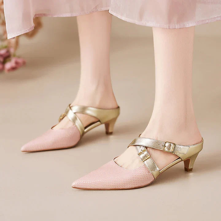 Patricia | Elegant Cross-Strap Mule Heels