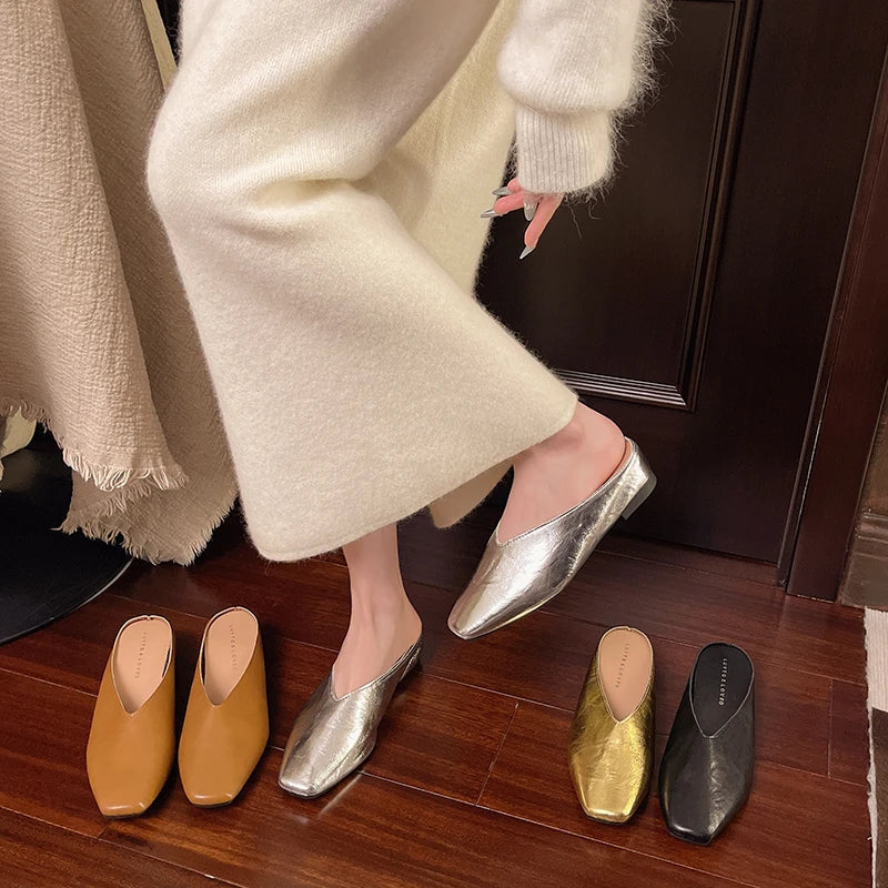 Missia | Metallic Leather Mules