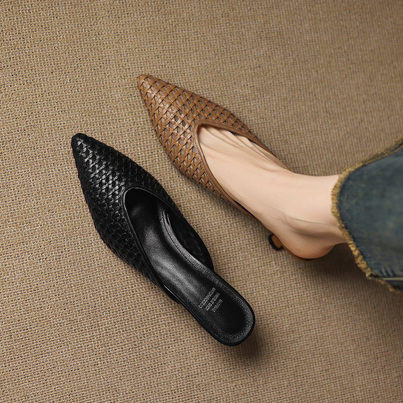 Iva | Woven Pointed-Toe Mule Heels
