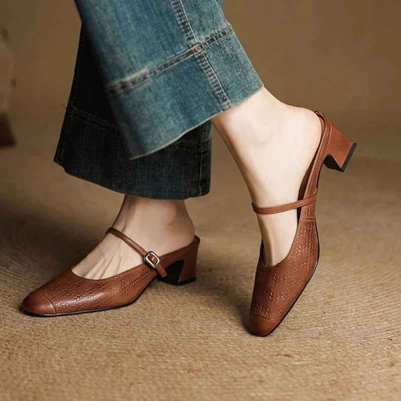 Iza | Classic Mary Jane Mule Heels