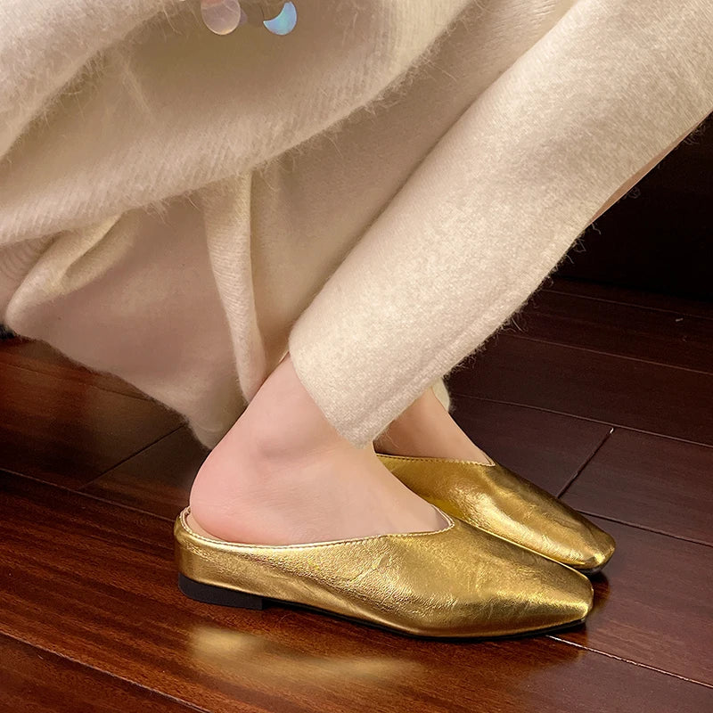 Missia | Metallic Leather Mules