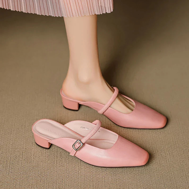 Alba | Mary Jane Block Heel Mules