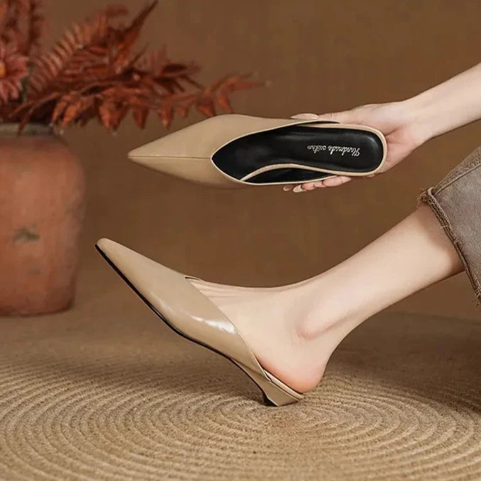 Sofieya | Pointed-Toe Leather Mules
