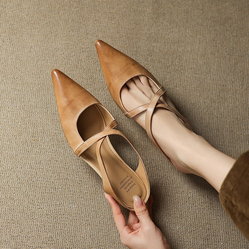 Geia | Cross-Strap Leather Mules