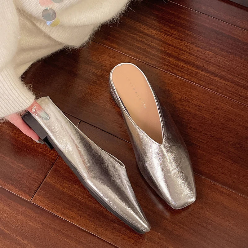 Missia | Metallic Leather Mules