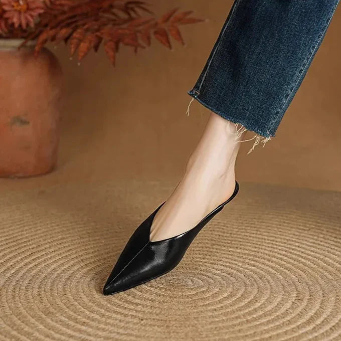 Sofieya | Pointed-Toe Leather Mules