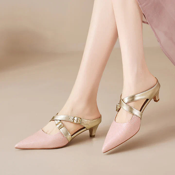 Patricia | Elegant Cross-Strap Mule Heels