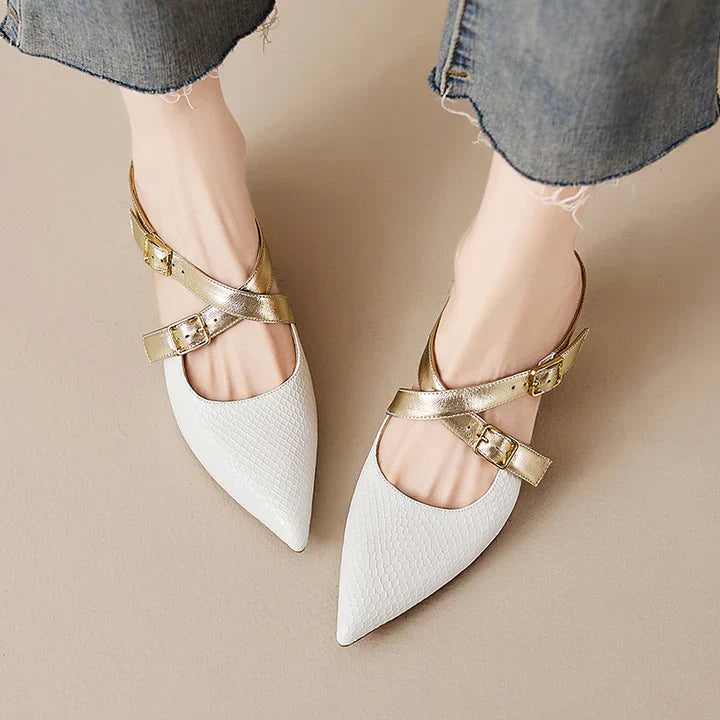 Patricia | Elegant Cross-Strap Mule Heels