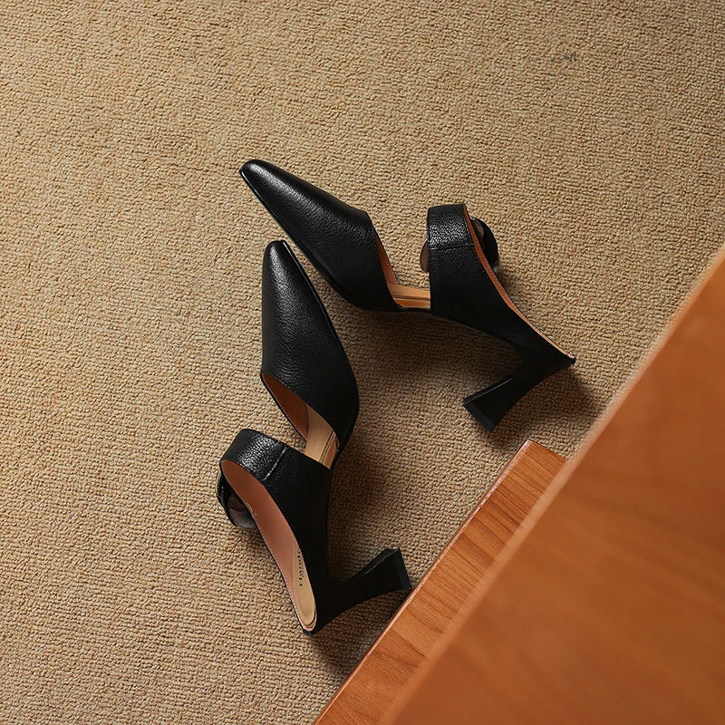 Thalia | Rose Accent Pointed-Toe Mules