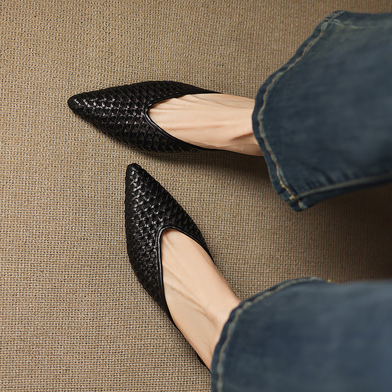 Iva | Woven Pointed-Toe Mule Heels