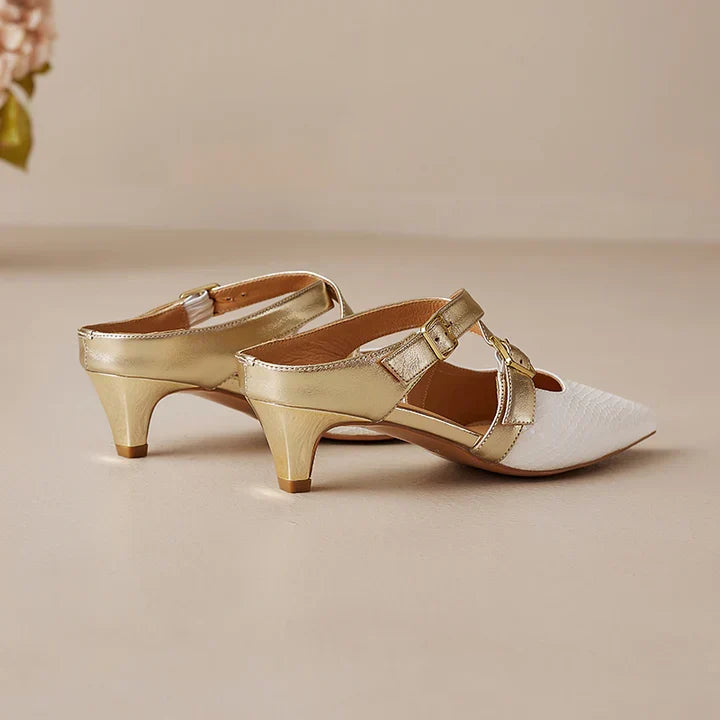 Patricia | Elegant Cross-Strap Mule Heels