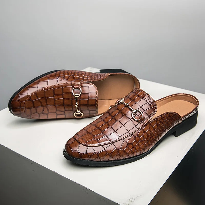 Kaye | Croc-Embossed Mule Loafers