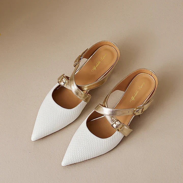 Patricia | Elegant Cross-Strap Mule Heels