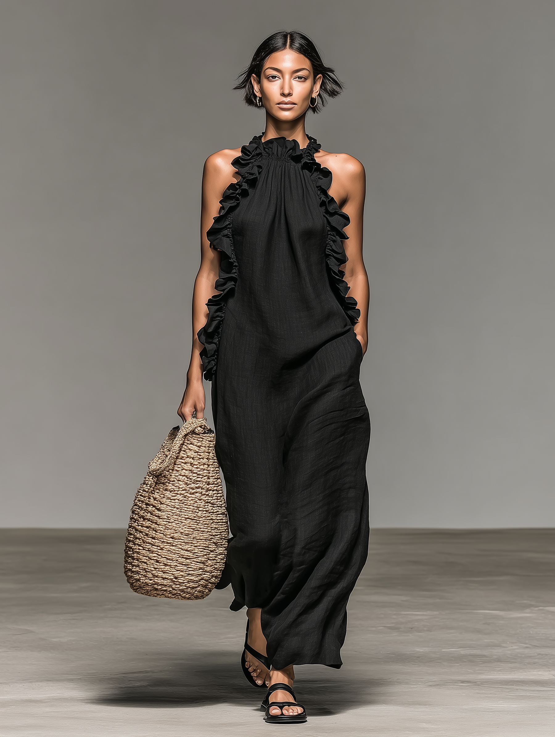 Barbara | Ruffled Halter Maxi Dress