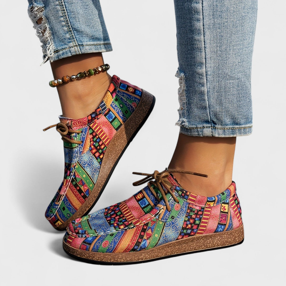 Kianna | Patterned Lace-Up Sneakers