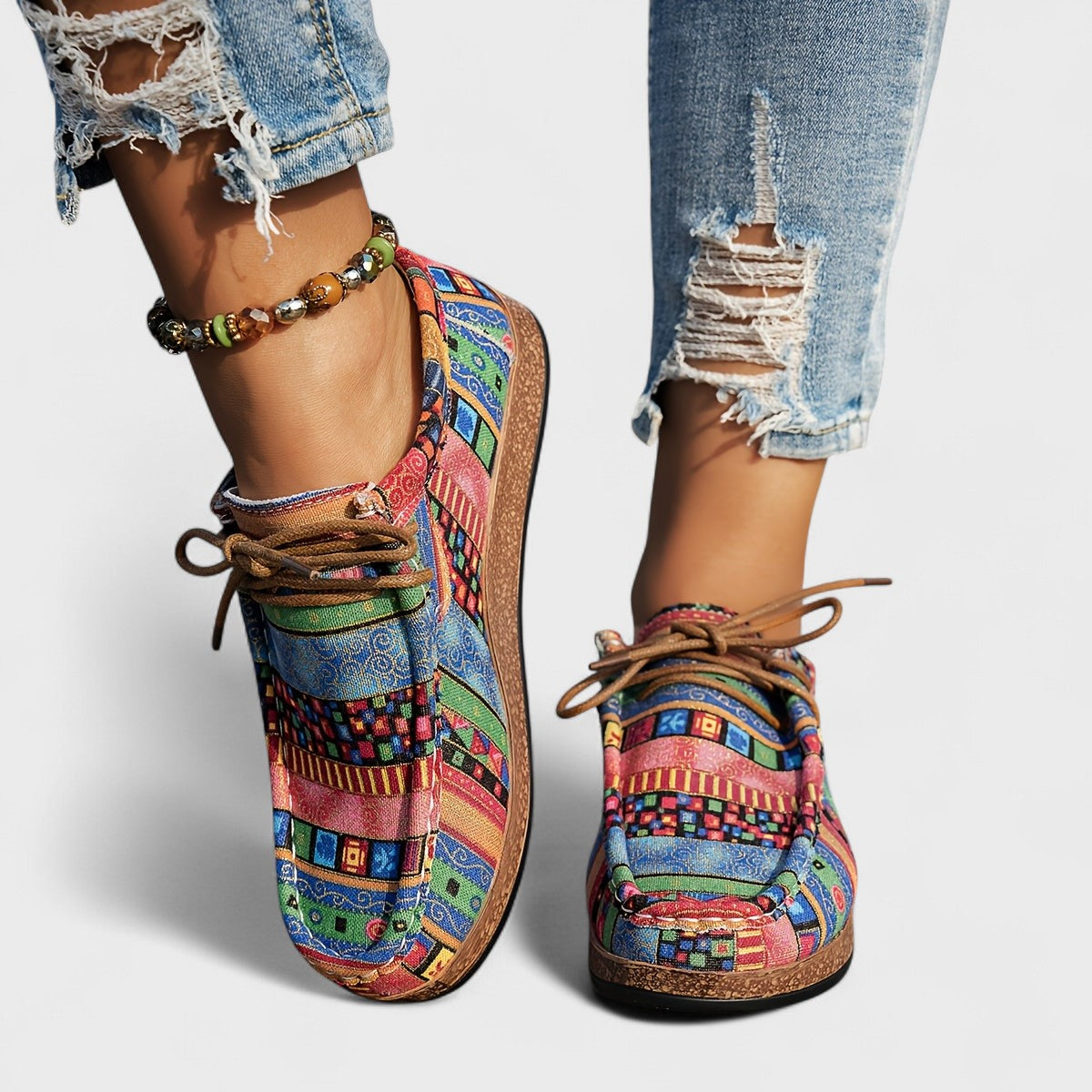 Kianna | Patterned Lace-Up Sneakers